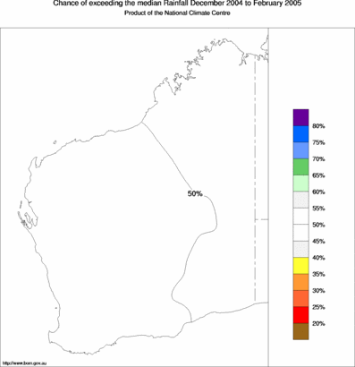 probability of exceeding median rainfall - click on the map for a larger version of the map