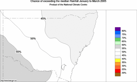 probability of exceeding median rainfall - click on the map for a larger version of the map