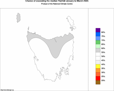 probability of exceeding median rainfall - click on the map for a larger version of the map