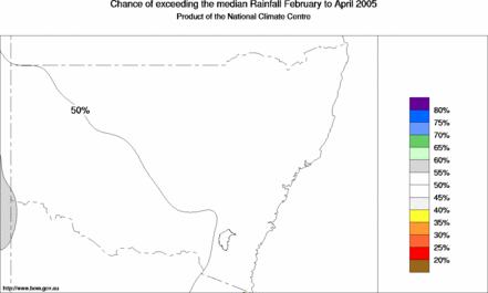 probability of exceeding median rainfall - click on the map for a larger version of the map
