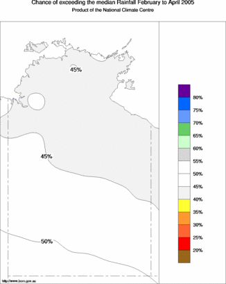probability of exceeding median rainfall - click on the map for a larger version of the map