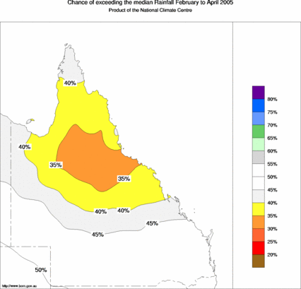 probability of exceeding median rainfall - click on the map for a larger version of the map