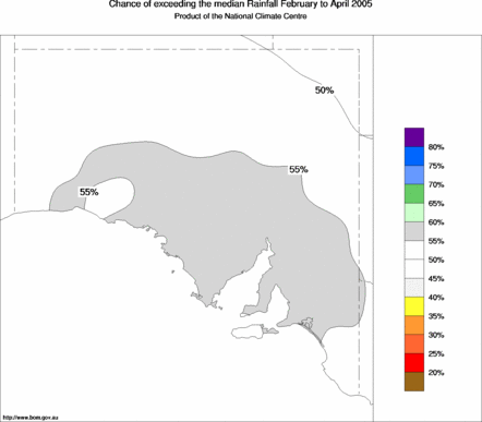 probability of exceeding median rainfall - click on the map for a larger version of the map