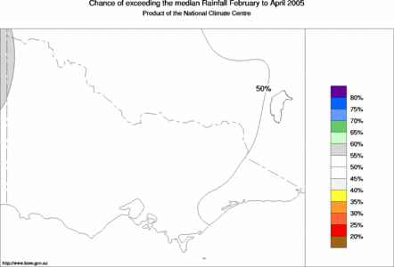 probability of exceeding median rainfall - click on the map for a larger version of the map
