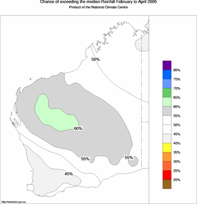 probability of exceeding median rainfall - click on the map for a larger version of the map