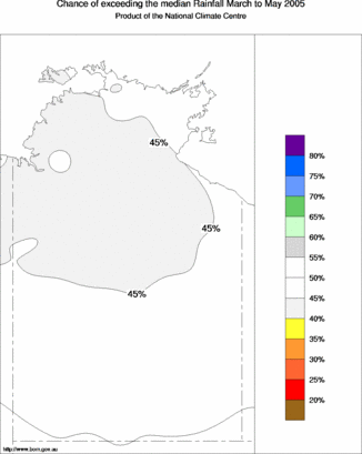 probability of exceeding median rainfall - click on the map for a larger version of the map