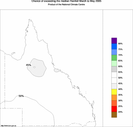 probability of exceeding median rainfall - click on the map for a larger version of the map