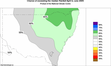probability of exceeding median rainfall - click on the map for a larger version of the map