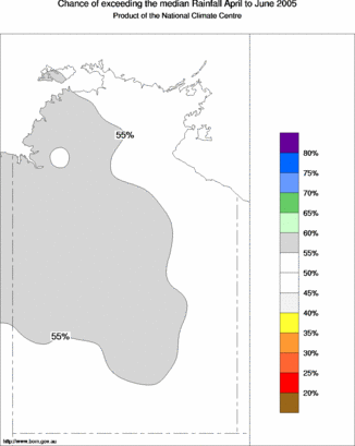 probability of exceeding median rainfall - click on the map for a larger version of the map