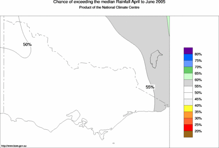 probability of exceeding median rainfall - click on the map for a larger version of the map