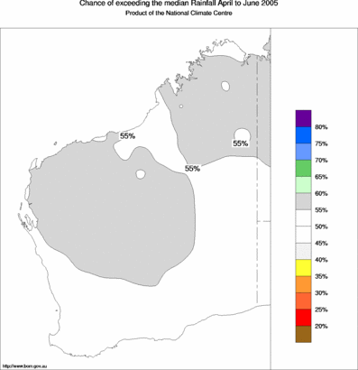 probability of exceeding median rainfall - click on the map for a larger version of the map