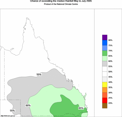probability of exceeding median rainfall - click on the map for a larger version of the map