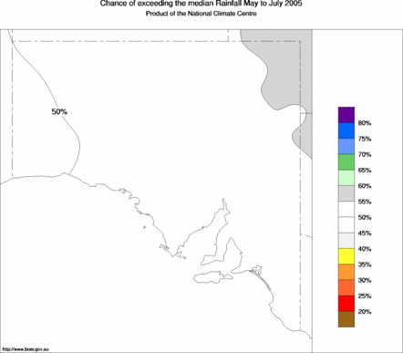 probability of exceeding median rainfall - click on the map for a larger version of the map