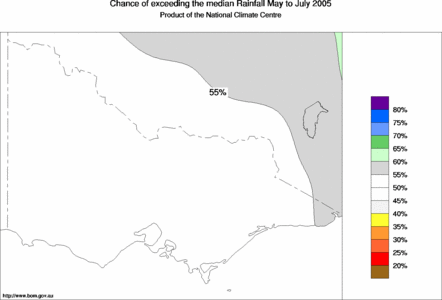 probability of exceeding median rainfall - click on the map for a larger version of the map