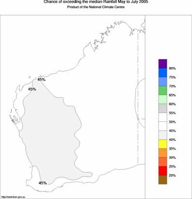 probability of exceeding median rainfall - click on the map for a larger version of the map