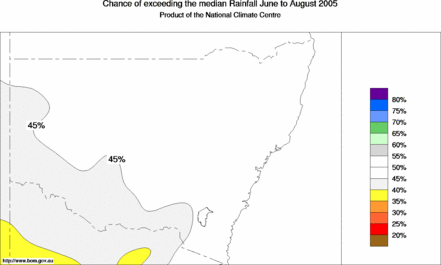 probability of exceeding median rainfall - click on the map for a larger version of the map