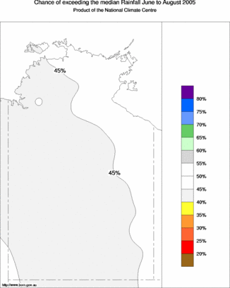 probability of exceeding median rainfall - click on the map for a larger version of the map