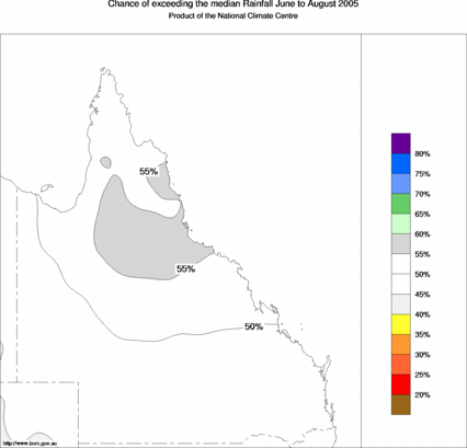 probability of exceeding median rainfall - click on the map for a larger version of the map