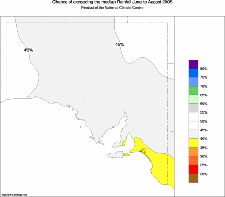 probability of exceeding median rainfall - click on the map for a larger version of the map