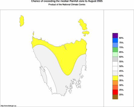 probability of exceeding median rainfall - click on the map for a larger version of the map