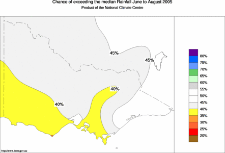 probability of exceeding median rainfall - click on the map for a larger version of the map