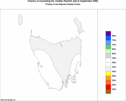 probability of exceeding median rainfall - click on the map for a larger version of the map