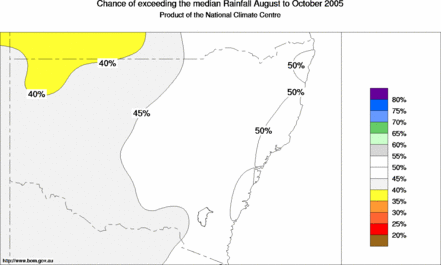 probability of exceeding median rainfall - click on the map for a larger version of the map
