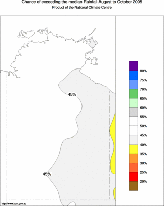 probability of exceeding median rainfall - click on the map for a larger version of the map