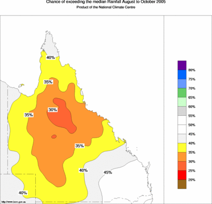 probability of exceeding median rainfall - click on the map for a larger version of the map