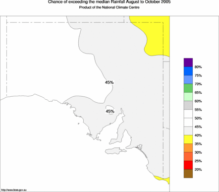 probability of exceeding median rainfall - click on the map for a larger version of the map