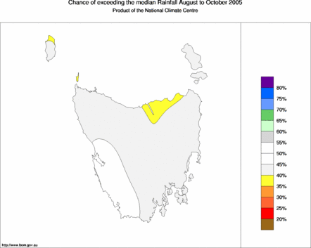 probability of exceeding median rainfall - click on the map for a larger version of the map
