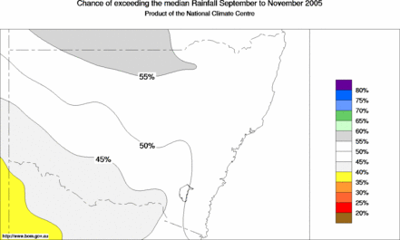 probability of exceeding median rainfall - click on the map for a larger version of the map