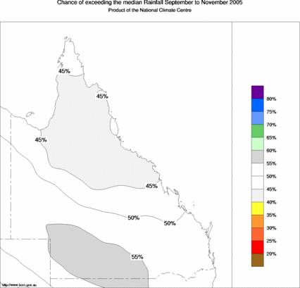 probability of exceeding median rainfall - click on the map for a larger version of the map