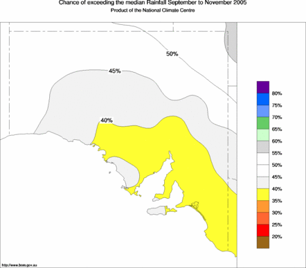probability of exceeding median rainfall - click on the map for a larger version of the map