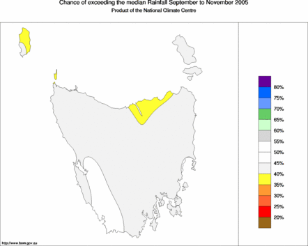 probability of exceeding median rainfall - click on the map for a larger version of the map