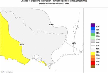 probability of exceeding median rainfall - click on the map for a larger version of the map