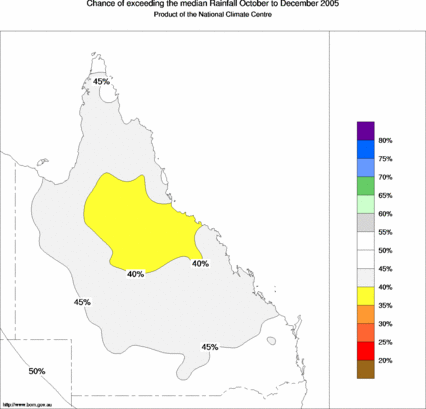 probability of exceeding median rainfall - click on the map for a larger version of the map
