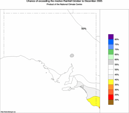 probability of exceeding median rainfall - click on the map for a larger version of the map