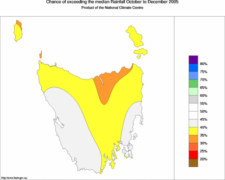 probability of exceeding median rainfall - click on the map for a larger version of the map