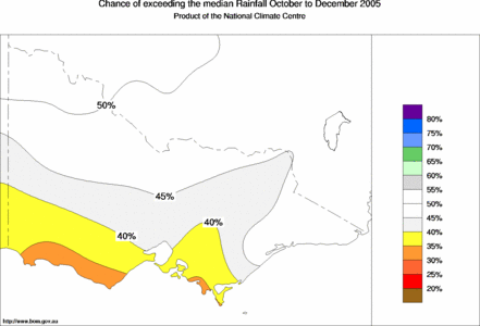 probability of exceeding median rainfall - click on the map for a larger version of the map