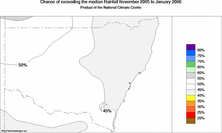 probability of exceeding median rainfall - click on the map for a larger version of the map