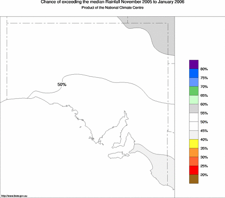 probability of exceeding median rainfall - click on the map for a larger version of the map