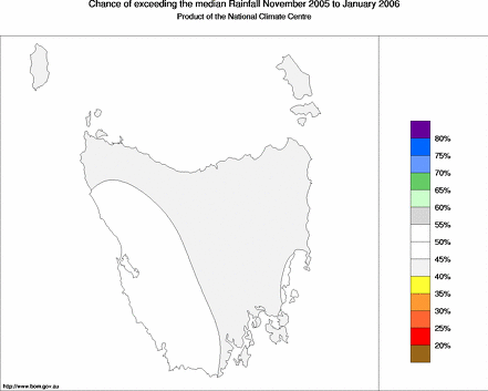 probability of exceeding median rainfall - click on the map for a larger version of the map