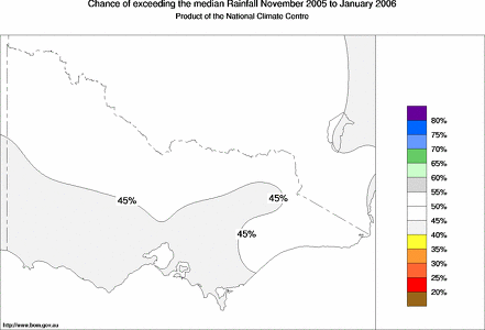 probability of exceeding median rainfall - click on the map for a larger version of the map