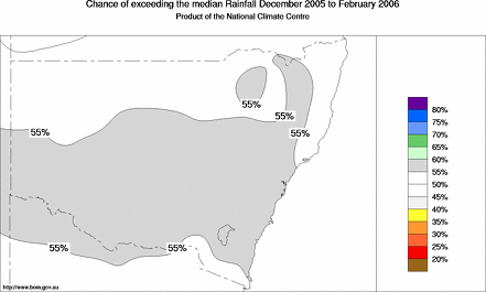 probability of exceeding median rainfall - click on the map for a larger version of the map