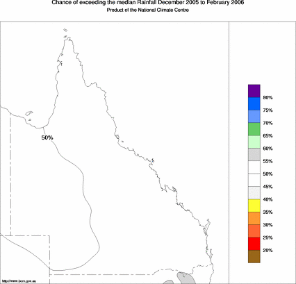 probability of exceeding median rainfall - click on the map for a larger version of the map