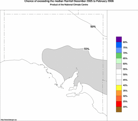 probability of exceeding median rainfall - click on the map for a larger version of the map