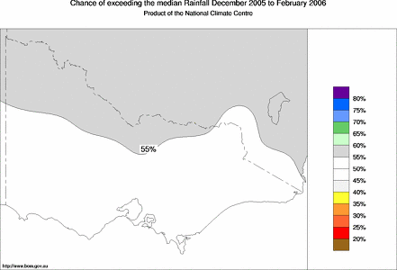 probability of exceeding median rainfall - click on the map for a larger version of the map