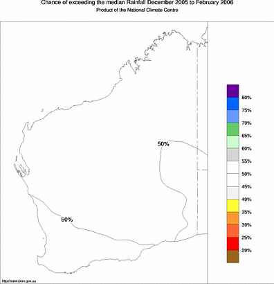 probability of exceeding median rainfall - click on the map for a larger version of the map