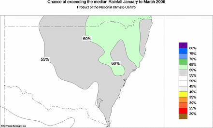 probability of exceeding median rainfall - click on the map for a larger version of the map